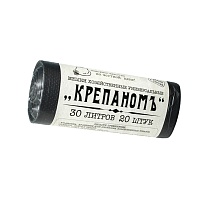 Мешки для мусора 30 л, черные, в рулоне 20 шт., ПНД, 7 мкм, 560х440 мм, Крепаномъ, 4607075710580 в Электростали