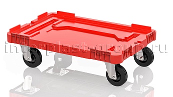 Тележка пластиковая сплошная без тормозов красная в Электростали