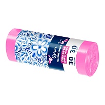 Мешки для мусора 30 л, розовые, в рулоне 30 шт., ПНД, 8 мкм, 560х480 мм, Узоры Чистоты, МУ3605 (ММЭ-30роз) в Электростали