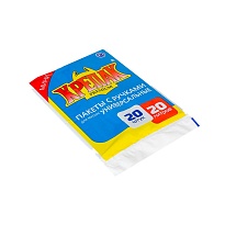 Мешки для мусора 20 л, с ручками, черные, в пачке 20 шт., ПНД, 10 мкм, 550х440 мм, Крепак, 4607075710085 в Электростали
