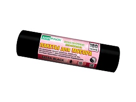 Мешки для мусора 180 л, ароматизированные, черные, в рулоне 10 шт., ПВД, 50 мкм, 1100х930 мм, EXTRA black, 18008301 в Электростали