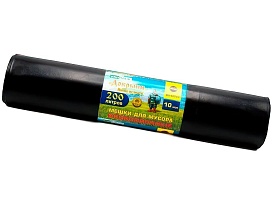 Мешки для мусора 200 л, ароматизированные, черные, в рулоне 10 шт., ПВД, 100 мкм, 1200х800 мм, Добрыня, Dob20010black в Электростали