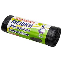 Мешки для мусора 160 л, черные, в рулоне 10 шт., ПВД, 23 мкм, 1200х900 мм, Любаша, 607681 в Электростали
