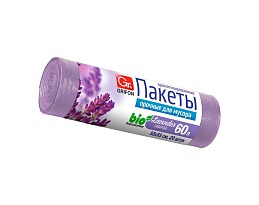 Мешки для мусора 60 л, ароматизированные, Лаванда, сиреневые, в рулоне 20 шт., ПНД, 9 мкм, 650х550 мм, GRIFON Aroma, 101-023 La в Электростали