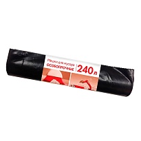 Мешки для мусора 240 л, черные, в рулоне 10 шт., ПВД 100 мкм, 1350х900 мм, Концепция Быта, 603887 в Электростали
