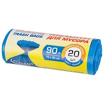 Мешки для мусора 90 л, синие, в рулоне 20 шт., ПНД, 14 мкм, 900х700 мм, LAIMA ULTRA, 607693 в Электростали