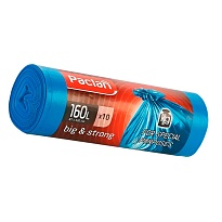 Мешки для мусора 160 л, синие, в рулоне 10 шт., ПВД, 21 мкм, 1200х870 мм, PACLAN Big&Strong, 604075 в Электростали