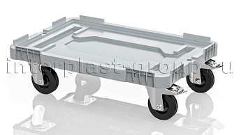 Тележка пластиковая сплошная 2 колеса с тормозом серая в Электростали
