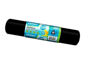 Мешки для мусора 240 л, черные, в рулоне 10 шт., ПВД 80 мкм, 1300х930 мм, EXPORT, exp 24010167 в Электростали