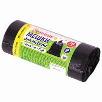 Мешки для мусора 30 л, черные, в рулоне 30 шт., ПНД, 7 мкм, 550х480 мм, Любаша, 608089 в Электростали