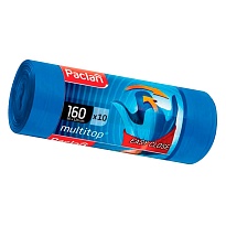 Мешки для мусора 160 л, с ушками, синие, в рулоне 10 шт., ПВД, 30 мкм, 1250х900 мм, PACLAN Multitop, 604064 в Электростали
