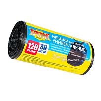 Мешки для мусора 120 л, черные, в рулоне 30 шт., ПНД, 15 мкм, 1100х700 мм, Крепак, 4607075710122 в Электростали