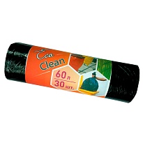 Мешки для мусора 60 л, черные, в рулоне 30 шт., ПНД, 6 мкм, 640х580 мм, Концепция Быта EcoClean, 603890 в Электростали