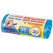 Мешки для мусора 35 л, с ушками, синие, в рулоне 30 шт., ПНД, 11 мкм, 650х500 мм, LAIMA ULTRA, 607684 в Электростали