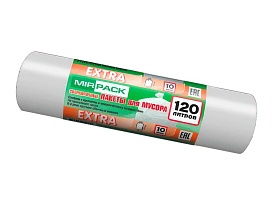 Мешки для мусора 120 л, белые, в рулоне 10 шт., ПНД, 14 мкм, 1100х700 мм, EXTRA, ex1201803 в Электростали