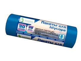Мешки для мусора 30 л, синие, в рулоне 20 шт., ПНД, 7 мкм, 600х500 мм, MIRPACK Classik, 302041 в Электростали