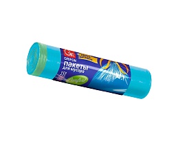 Мешки для мусора 50 л, с завязками, голубые, в рулоне 15 шт., ПНД, 14 мкм, 700х600 мм, GRIFON, 101-063 в Электростали