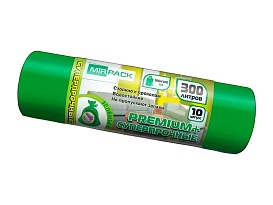 Мешки для мусора 300 л, зеленые, в рулоне 10 шт., ПВД 70 мкм, 1400х1000 мм, PREMIUM+, 300101601 в Электростали Мешки для мусора 300 л, зеленые, в рулоне 10 шт., ПВД 70 мкм, 1400х1000 мм, PREMIUM+, 300101601 в Электростали