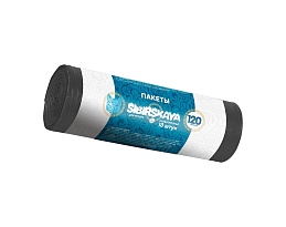Мешки для мусора 120 л, черные, в рулоне 10 шт., ПНД, 14 мкм, 1100х700 мм, SIBIRSKAYA, 101-008 S в Электростали