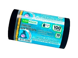 Мешки для мусора 100 л, черные, в рулоне 10 шт., ПВД, 70 мкм, 1000х600 мм, PREMIUM+, 1001076 в Электростали