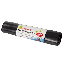 Мешки для мусора 240 л, черные, в рулоне 5 шт., ПВД 30 мкм, 1300х900 мм, Любаша, 605338 в Электростали