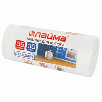 Мешки для мусора 35 л, белые, в рулоне 30 шт., ПНД, 6 мкм, 550х480 мм, LAIMA, 605538 в Электростали