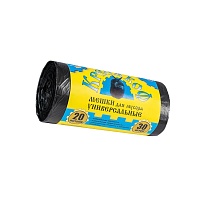 Мешки для мусора 20 л, с ушками, черные, в рулоне 30 шт., ПНД, 10 мкм, 550х440 мм, Крепакоф, 4607075710221 в Электростали