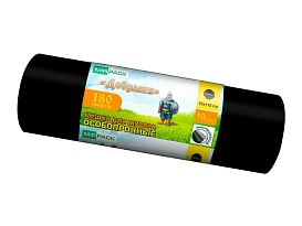 Мешки для мусора 180 л, ароматизированные, черные, в рулоне 10 шт., ПВД, 100 мкм, 1100х930 мм, Добрыня, Dob18010black в Электростали