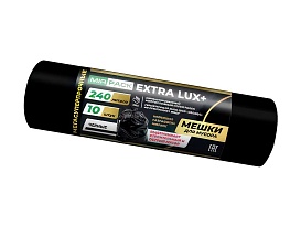 Мешки для мусора 240 л, черные, в рулоне 10 шт., ПВД 60 мкм, 1300х930 мм, EXTRA LUX+, 24010115 в Электростали